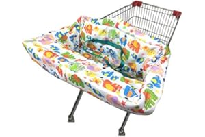 BRAIN ARCHITECT CHILD Portable Shopping Cart Cover, High Chair and Grocery Cart Covers for Babies, Kids, Infants & Toddlers, Attached Carry Bag (Simple Elephant)
