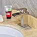 Senlesen Brushed Nickel Waterfall Bathroom Sink Vessel Mixer Tap Open Channel Water Spout Faucet