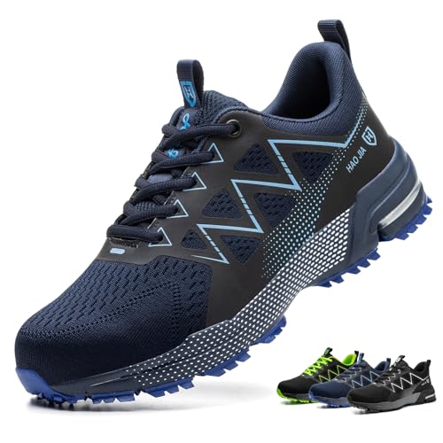 Safety Shoes for Men Women Non-Slip Work Sneakers Lightweight Comfortable Breathable Safety Footwear with Steel Toe