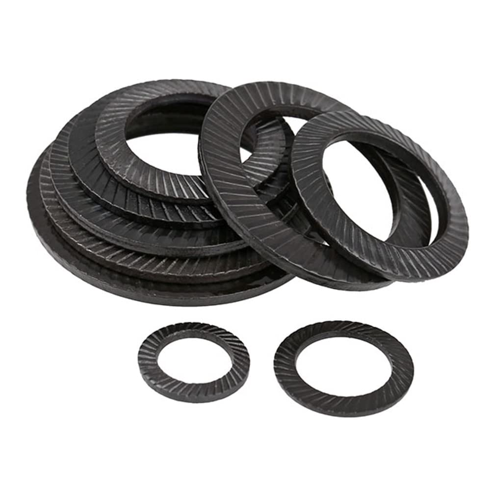 CONPHERON M8 Locking Washer Round Double Sided Serrated Lock Washer in Carbon Steel, Black