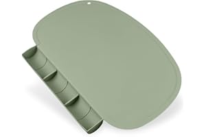 KALOVIN Silicone Placemat with Food Catching Pockets for Baby & Kid, Food Grade Silicone Non-Slip Toddler Food Place Mats with Raised Edges for Dining Table (Sage)