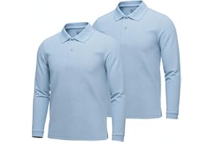 INGEAR Boys Long Sleeve Polo Shirt 2-Pack, Performance School Uniform, Golf, Casual Wear,Breathable, Stretch,Sizes 4-18