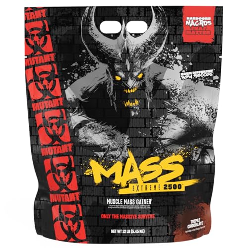 Mutant Mass Extreme GainerWhey Protein PowderBuild Muscle Size and StrengthHigh Density Clean Calories12 lbsTriple Chocolate