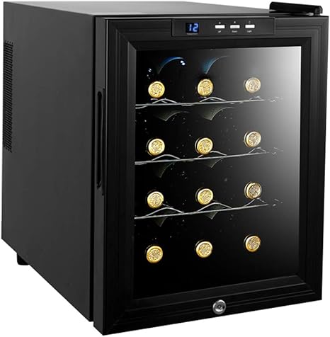 Amazon Co Jp ワイン冷蔵庫 ドリンク冷蔵庫 3層の引き出しには12本のワイン 0 49kw H 24h 低ノイズおよび低振動 Uv耐性強化ガラス Led冷光を収納可能 ホーム キッチン