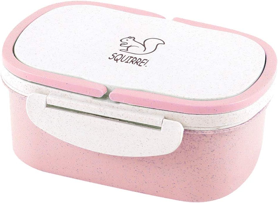 shoppingba Bento Box Lunch Containers Meal Prep Containers with Lids Single Compartment Food Storage Lunch Boxes Portable Wheat Straw Double Layer Thermal Bento Lunch Box Food Storage Container Pink