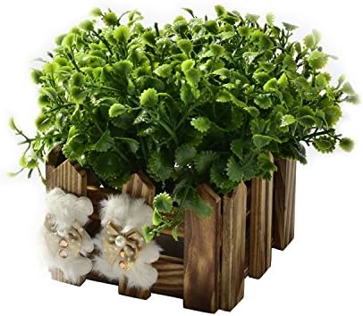 TRIEtree Artificial Peppermint Grass Bonsai, Wooden Mini Creative Fence Bonsai Plastic Artificial Plant Potted for Office Home Living Room Table Decor