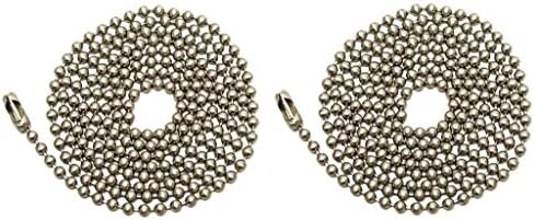 Pack Of 2 Pull Chain Extension, 36 Inch, Brushed Nickel 3-Feet Beaded Ball Chain With Connector