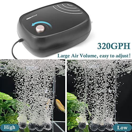 HITOP 10W Powerful Aquarium Air Pump 4Outlets 320GPH Air Pump for