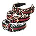 Kwartz Red Green Stripe Headbands with Leopard Print,3 Pack Hair Hoops with Bee Animal, Retro Wide Cross Knot Headbands with Cloth Wrapped for Women Girls