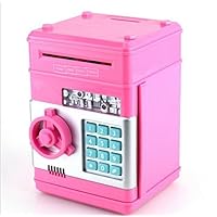 URToys Creative New Design Piggy Bank Mini ATM Money Box Safety Electronic Password Chewing Coins Bank Cash Deposit Machine Birthday Gift for Children Kids Pink Color