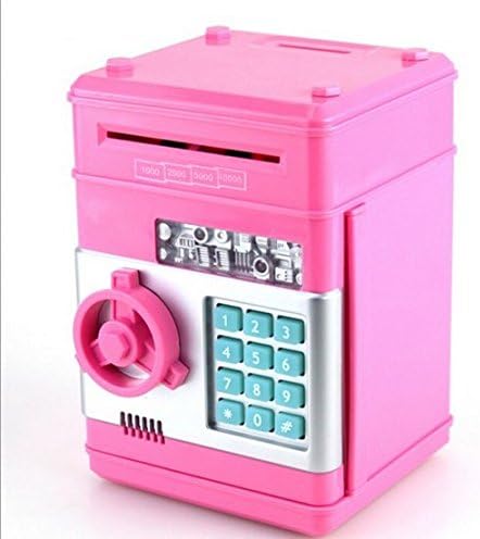URTop Creative New Design Piggy Bank Mini ATM Money Box Safety Electronic Password Chewing Coins Bank Cash Deposit Machine Birthday Gift for Children Kids Pink Color