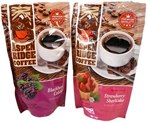Cake &amp; Coffee Sweet Tooth Bundle of 2 Items: 2 12 Oz Bags of Aspen Ridge Ground Coffee (Strawberry Shortcake &amp; Blackberry Cobbler)