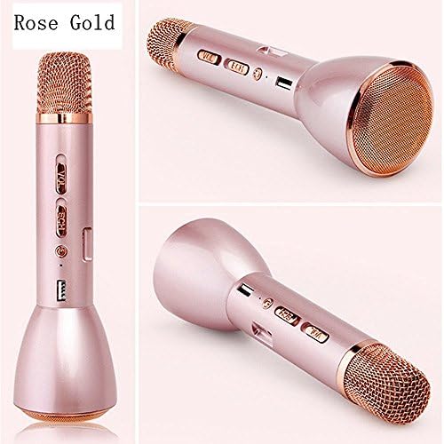 OVTECH Portable Wireless Rechargeable &amp; 18650 Battery Powered Karaoke Handheld Microphone Bluetooth Speaker Handheld Cellphone Mic (Rose Gold K088)