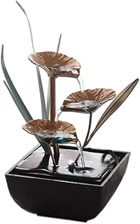 Desktop Brunnen Tischplatte Brunnen Indoor Wasserspiele Lotus Fountain Metall Desktop-Brunnen Feng Shui-Rad-Schreibtisch Tabletop-Brunnen for Home Office Schreibtisch Brunnen (Color : A)
