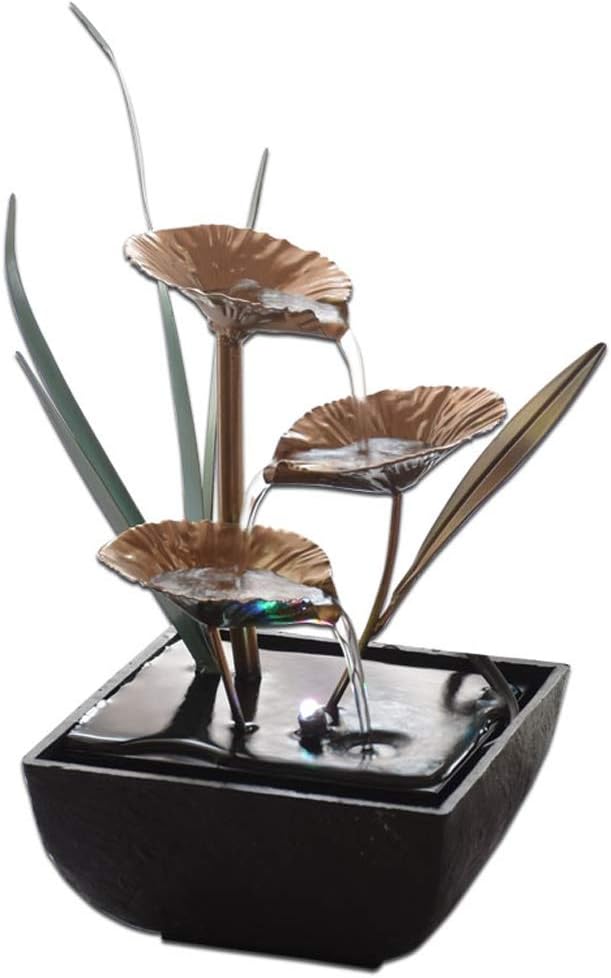 Desktop Brunnen Tischplatte Brunnen Indoor Wasserspiele Lotus Fountain Metall Desktop-Brunnen Feng Shui-Rad-Schreibtisch Tabletop-Brunnen for Home Office Schreibtisch Brunnen (Color : A)