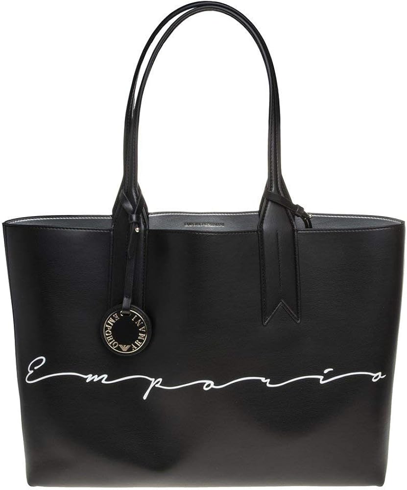 Emporio Armani Womens Logo Shopping Shoppers Handbag Black Amazon.co