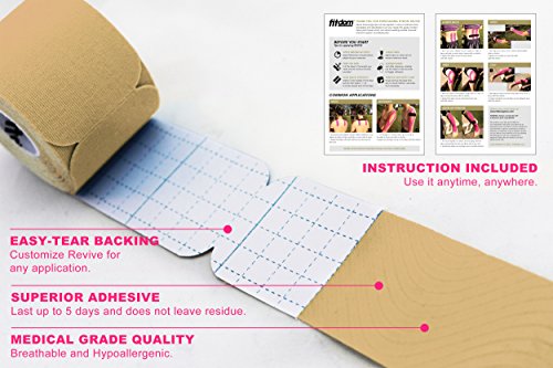 Fitdom Kinesiology Physiotherapy Synthetic Sports Tape in Uncut, Precut & Bulk Roll + BONUS Instruction. FDA Approved. Therapeutic Taping for Knee, Shoulder, Elbow & More. Providing Recovery & Support - Thumbnail 4