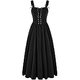 Scarlet Darkness Renaissance Dress Women Lace Up Cottagecore Sleeveless Long Dress Medieval Costume