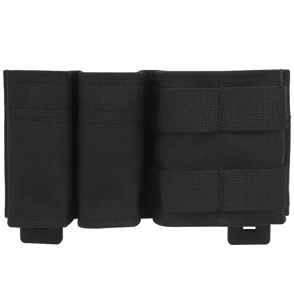 Tactical Airsoft 5.56 9mm 1+2 Side Triple Magazine Pouch Fast Draw MOLLE Mag Camouflage Vest Ammo Bags (MG-F-06-BLK)