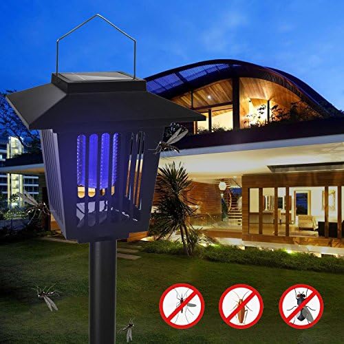 Needobi Solar Insect Zapper, LED Bug Mosquito killer, Insect Bug Worm Zapper- Cordless Garden Lamp-Hang or Stake in the Ground - Great Stinger for Mosquitoes/Moths/Flies (N2)
