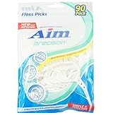 90 Aim Floss Picks Mint Waxed Nylon Thread Dental NEW