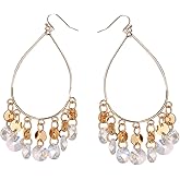 Boho Beaded Chandelier Earrings Statement Teardrop Crystal Tassel Drop Dangle Earrings for Women Summer Vacation Jewelry