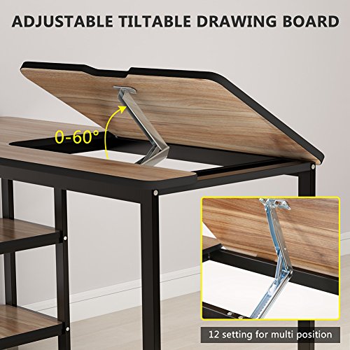Drafting Table, LITTLE TREE MultiFunction Drawing Table with Adjustable Tiltable Stand Table