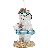 Kurt Adler 3.75" Resin Beach Snowman Ornament Pair