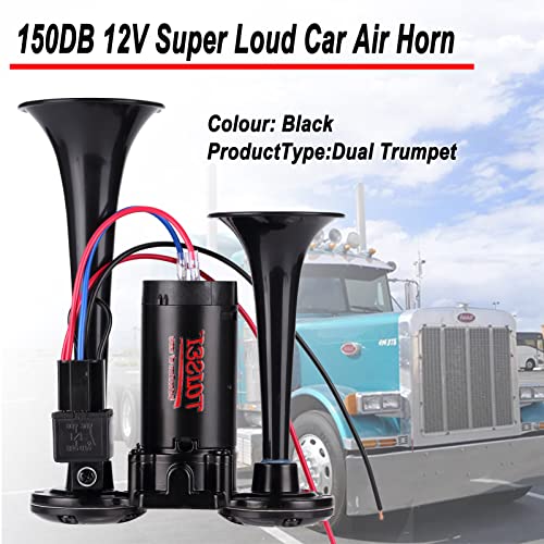 12V Truck Train Air Horn,150DB Super Loud Car Horns Kit with Compressor