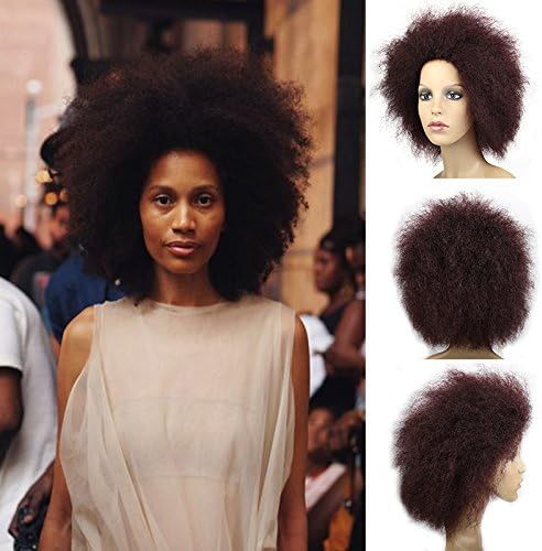 Burgundy Curly Hair Wigs for Black Women Synthetic Hair Afro Kinky Curly Hair Short Wigs for Women African American Wigs (Burgundy(99J#))