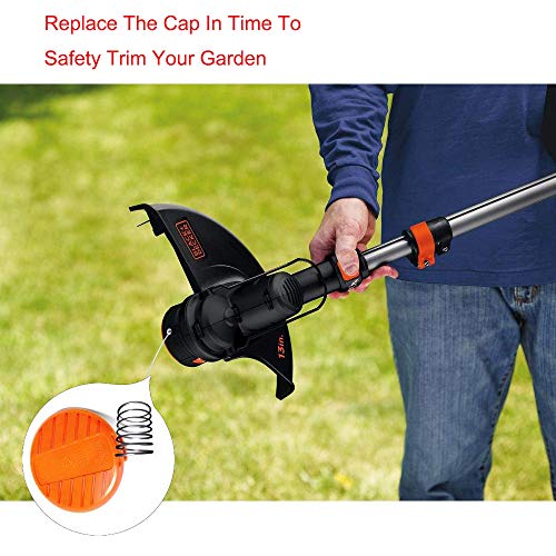 Homics 4 Pack Trimmer Replacement Spool Cap Covers, Weed Eater Parts Compatible with Black+Decker Trimmer RC-100-P (4 Spool Caps+4 Springs)