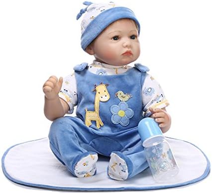 ZIUIYI Realistic Reborn Baby Doll Soft Silicone Vinyl Babies Looks real Newborn baby Blue Outfit Boy 22 inch Weighted body Cute Kids Toys Children Gifts Set Ensemble for Age 3+