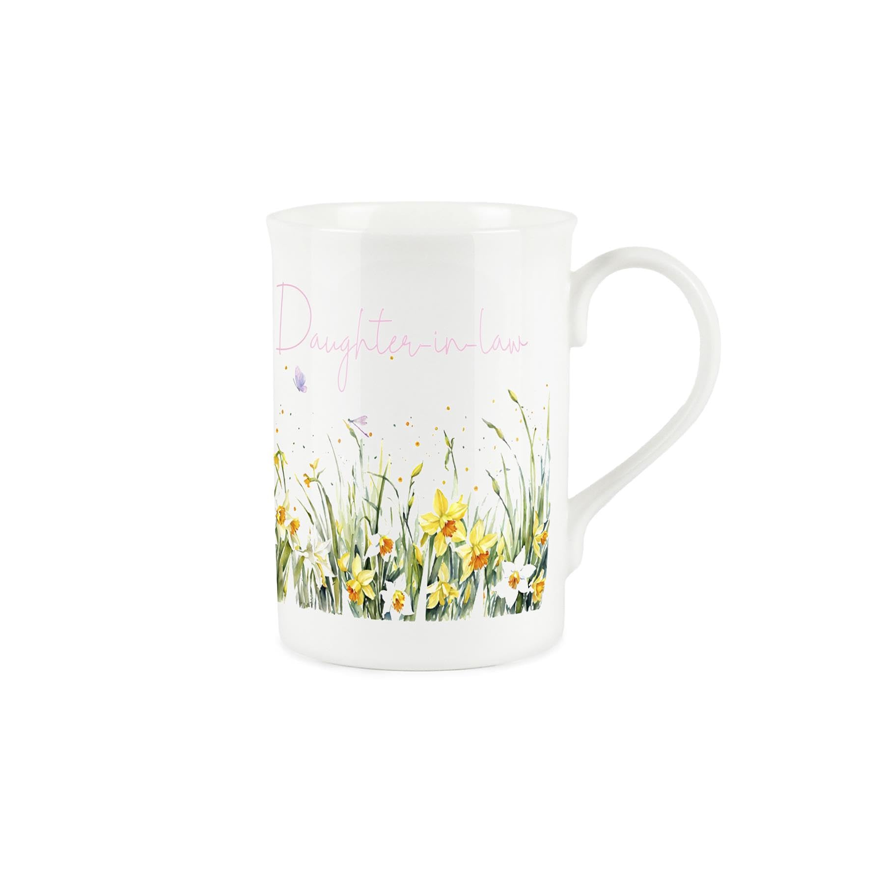 Purely Home Spring Time Daffodils Daughter-in-Law Mug - Pink Easter Themed Floral Gift/Present for Her - Bone China Coffee/Tea Mug