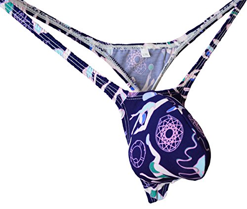 WOSESE Mens G-Strings Bulge Pouch Bikini Thong Sporting (L/XL fit Waist 34''-38'', Dark Blue)