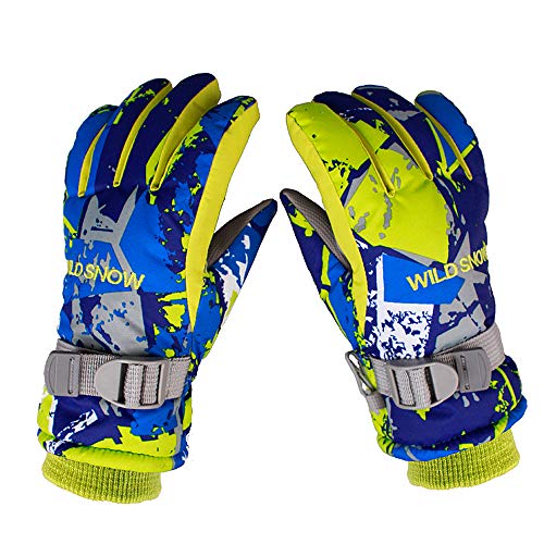 Aisprts Ski Gloves Men and Women Winter Touch Screen Gloves Windproof Waterproof Outdoor Snow Snowboard Warm Gloves (XS(XS for kids), Blue)