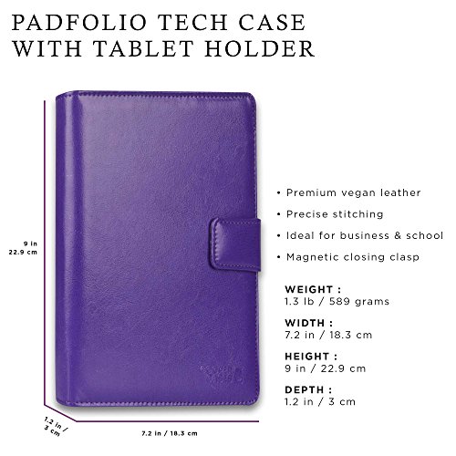 Cooper FOLDERTAB Padfolio Case Compatible with iPad Mini 3, iPad Mini 2, iPad Mini 1 | Business Executive Organizer with Notepad | Vegan Leather, Left Right Handed Binder, Notebook Refill (Purple)