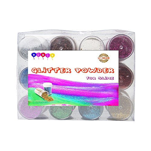 Wewin 12pcs Slime Supplies Glitter Powder Sequins ,Assorted Colors