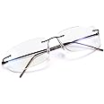 Vepiant Rimless Progressive Multifocus Reading Glasses Anti Blue Light Computer Readers for Women Men Eyewear Presbyopia
