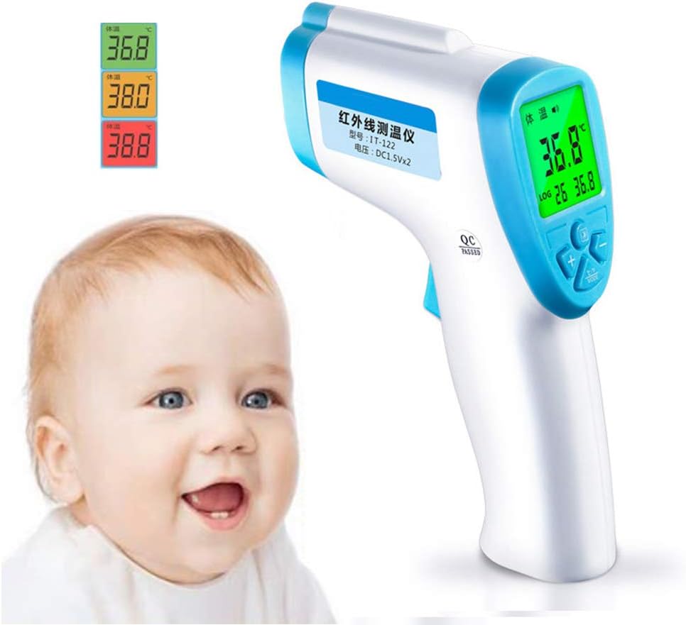 YRRC Thermometer Gun Human Body Digital Laser Non-Contact Multi-Functional Screen Display Adjustable Emissivity