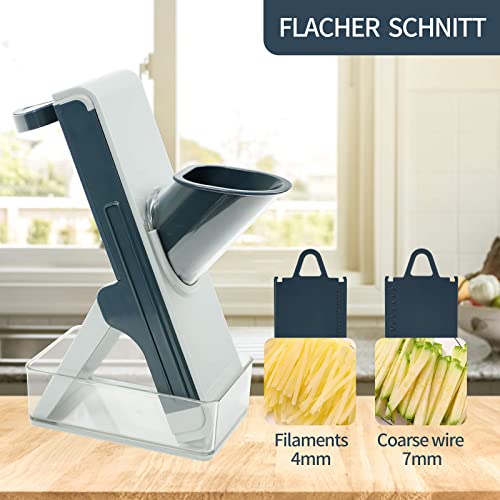 Vegetable Chopper Mandoline Slicer, Stainless Steel Panel, Cover 4 Blades, Veggie Slicer Food Cutter Apple Vegetable Onion Potato Salad Carrot Fruit Fish Meat Cutter with Container
