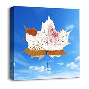 Canvas Wall Art Abstract Leaves Painting Artwork for Home Prints Framed - 12x12 inches