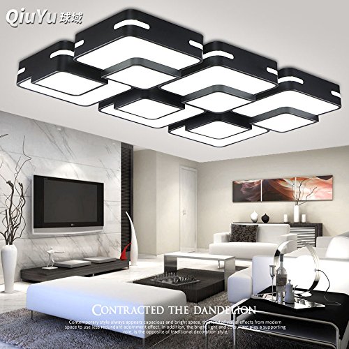 BGmdjcf Led ceiling light modern minimalist master bedroom lighting rectangular creative iron lamps atmospheric lounge light , Black Box 3737cm 24w White Light