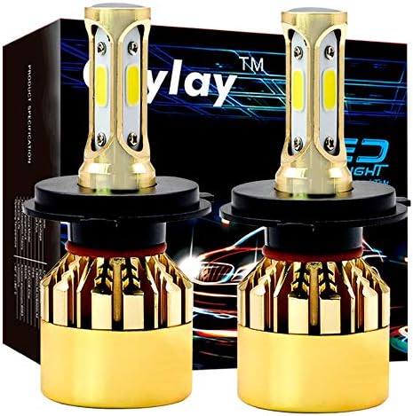 Chylay H4 LED Headlight Bulb For Car Automotive Headlamp S500 72W 8000Lumens 6500K Golden Chrome Aluminum Housing & Turbo Cooling -2 Yr Warranty (Pack of 2)