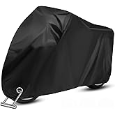 Motorcycle Scooter Cover Waterproof Outdoor - 210D Oxford Large 250cc 150cc 50cc Scooter Shelter for Harleys, All Weather Heavy-Duty Motorbike Protection with Lock Holes & Storage Bag Fit up to 96''