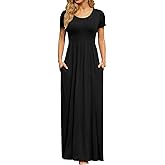 DB MOON Womens 2026 Summer Maxi Dresses Casual Short Sleeve Empire Waist Spring Long Dress with Pockets