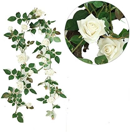ISSAC Artificial Simulation Roses Rattan Living Room Bedroom Garden Cafe Wedding Decoration Green Leaf Vines Flower