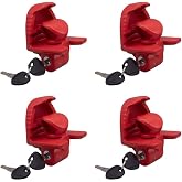 Mytee Products 4 Pack Trailer Coupler Lock with Keyed Alike Keys - Fit 1-7/8", 2" &amp; 2-5/16" Couplers - Heavy-Duty Steel Red Trailer Coupler Hitch Lock Universal Accessories for Travel Trailer, Boat