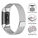 SWEES Metal Bands Compatible Fitbit Charge 3 and Charge 3 SE, Stainless Steel Magnetic Small (5.5
