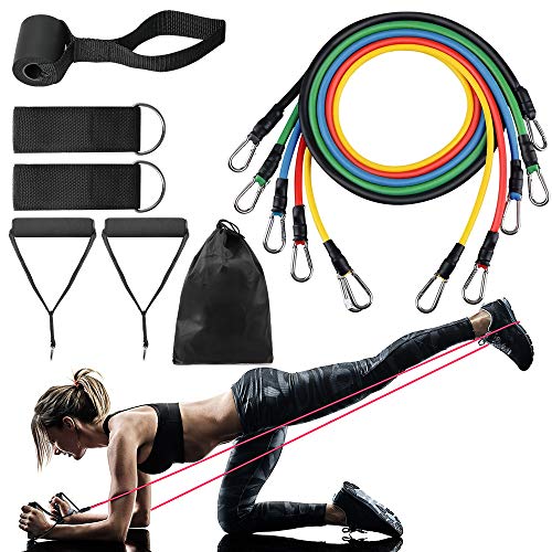 Yarrashop Resistance Bands Set, 12pcs Pull Up Exercise Bands Set Men/Women Home Gym Stretch Training Workout Bands with Handle & Door Anchor & Ankle Straps for Fitness,Yoga, Pilates (100BLS)