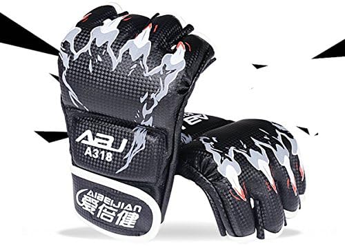 WIM New Taekwondo/Muay Thai Training/Punching Bag Gym Half Mitts Sparring Gloves Black Combat Sports Pro Style for man and woman (black)